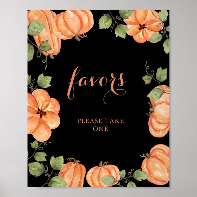 Chic Black Fall Pumpkin Baby Duwer Favoriten Poster (Vorne)