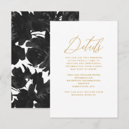 Chic Black Floral mit Calligrafy Wedding Begleitkarte