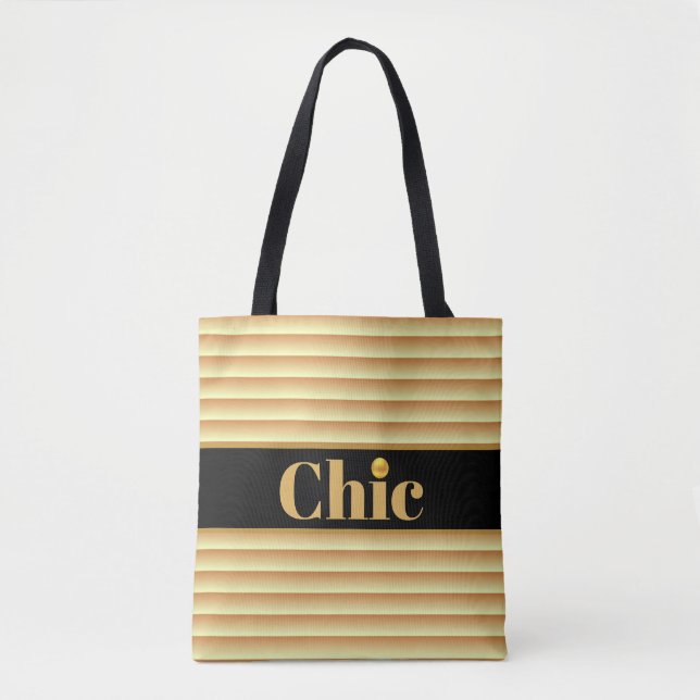 Chic Black Gelt on Golden Strip Tasche (Vorderseite)