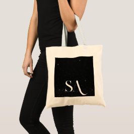 Chic Black Glitzer Tote Bag mit Initialen Tragetasche