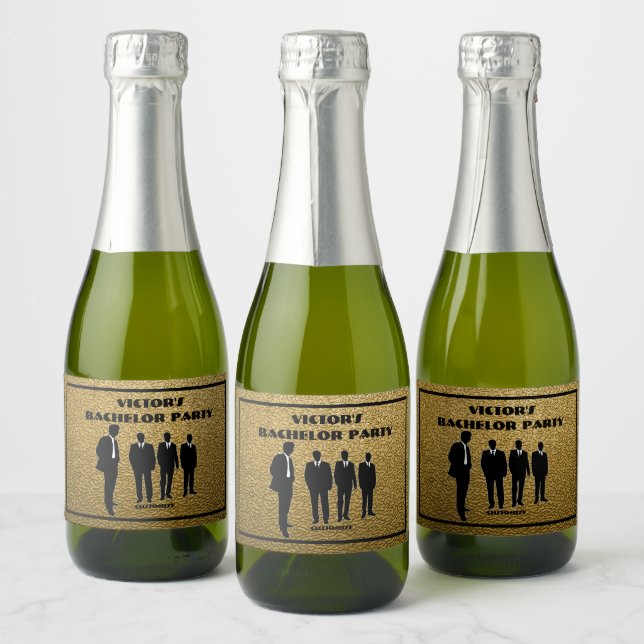 Chic Black & Gold Bachelor Party (Flaschen)
