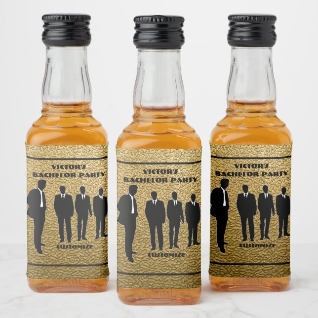 Chic Black & Gold Bachelor Party Alkoholflaschenetikett (Flaschen)