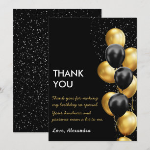 Chic Black Gold Ballon Dankeskarte