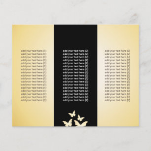 Chic Black & Gold Butterflies Tri-Falten Flyer