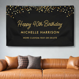Chic Black Gold Confetti jedes Alter Custom Geburt Banner