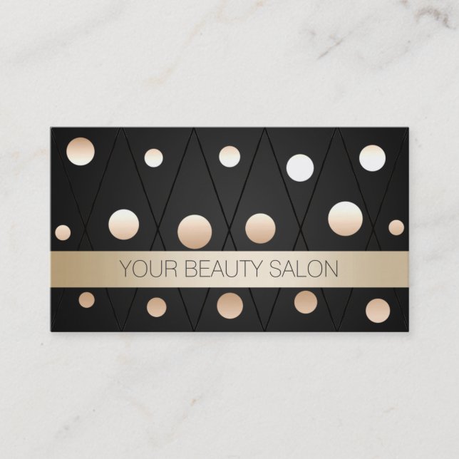 Chic Black & Gold Dots Makeup Artist Visitenkarte (Vorderseite)