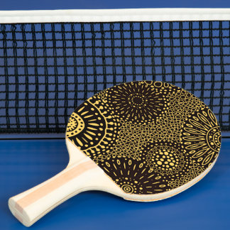 Chic Black Gold Ethnic Floral Ping Pong Paddle Tischtennis Schläger