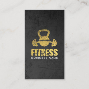 Chic Black Gold Fitness Trainer Kettlebell Barbell Visitenkarte