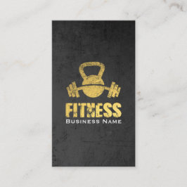 Chic Black Gold Fitness Trainer Kettlebell Barbell Visitenkarte