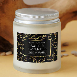 Chic Black & Gold Floral Waterproof Product Label Lebensmitteletikett