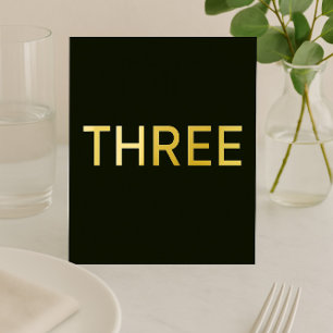 Chic Black & Gold Foil Wedding Table Sign Folien Feiertagskarte