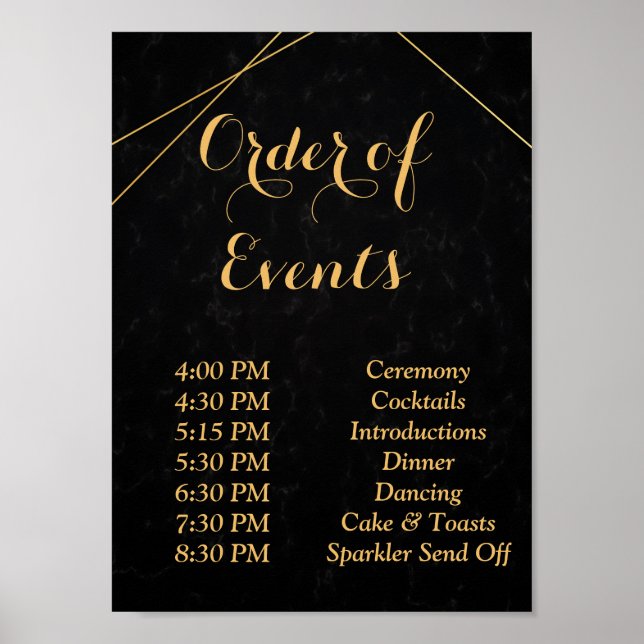 Chic Black & Gold Geometric Frame Order Poster (Vorne)