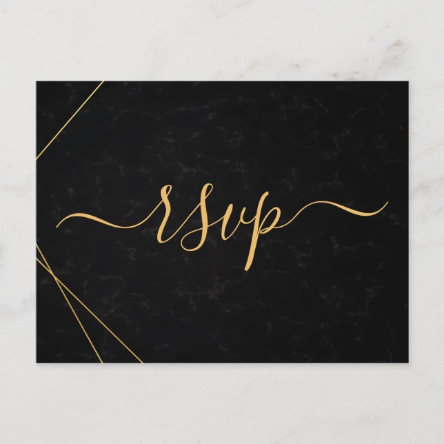 Chic Black & Gold Geometric Frame uAwg Einladungspostkarte (Vorderseite)