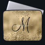 Chic Black Gold Glitzer Monogram Name Laptopschutzhülle<br><div class="desc">Chic Black Gold Glitzer Monogram Name</div>