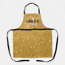 Chic Black Gold Glitzer Monogram Name