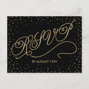 Chic Black & Gold Glitzer Stars UAWG Postkarte