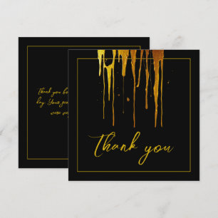 Chic Black & Gold Glitzer Tropfen Sweet 16 Birthda Dankeskarte