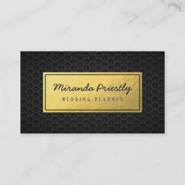 Chic Black & Gold Imitate Gold Foil Dark Metal Gri Visitenkarte