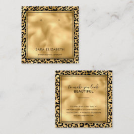Chic Black Gold Leopard Print Earring Display Card Quadratische Visitenkarte