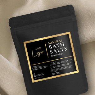Chic Black & Gold Logo étanche Étiquette de sels d