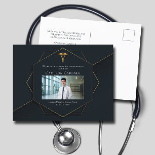 Chic Black Gold Medical School Foto Abschluss Ankündigungspostkarte