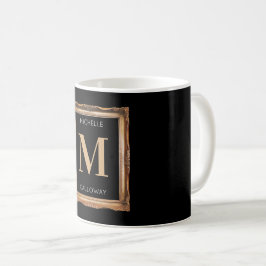 Chic Black & Gold Monogram Kaffeetasse