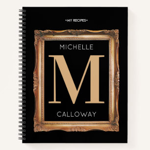 Chic Black & Gold Monogrammes Recettes Livre de Co
