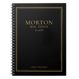 Chic Black Gold Real Estate Notebook Notizblock