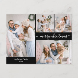 Chic Black Gold Script 5 Multiple Christmas Foto Postkarte