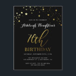 Chic Black & Gold Star Confetti 70. Geburtstag Einladungspostkarte<br><div class="desc">Chic 70. Geburtstagsfeier Einladungen mit Imitate Gold-Folie Sternkonfetti und trendige Typografie vor einem schwarzen Hintergrund. Mit einer stilvollen Kalligrafie und Serifenkombination aus Schriftart und "70. Geburtstag".   Sie können die Hintergrundfarbe ganz einfach an Ihren Anzug anpassen.</div>