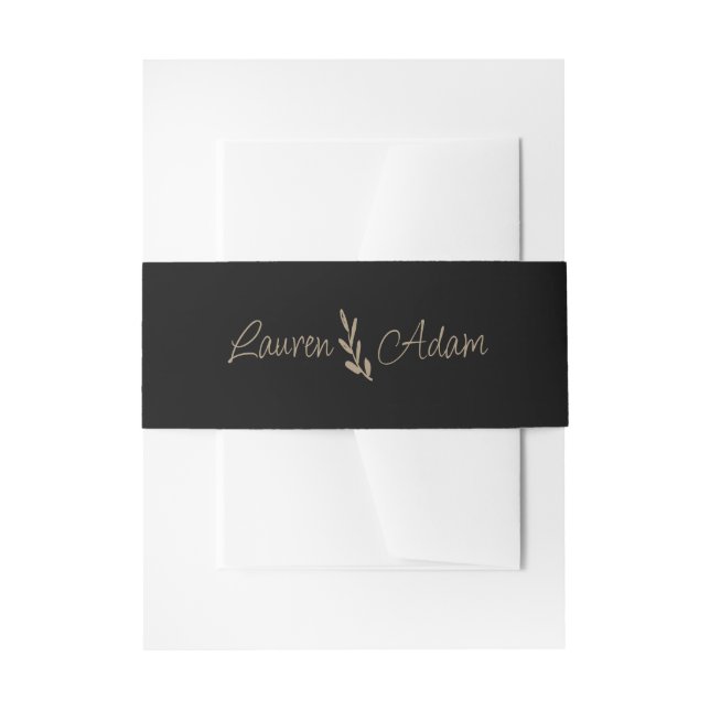 Chic Black & Gold Wedding Einladungsbanderole (Vorderseite Beispiel)