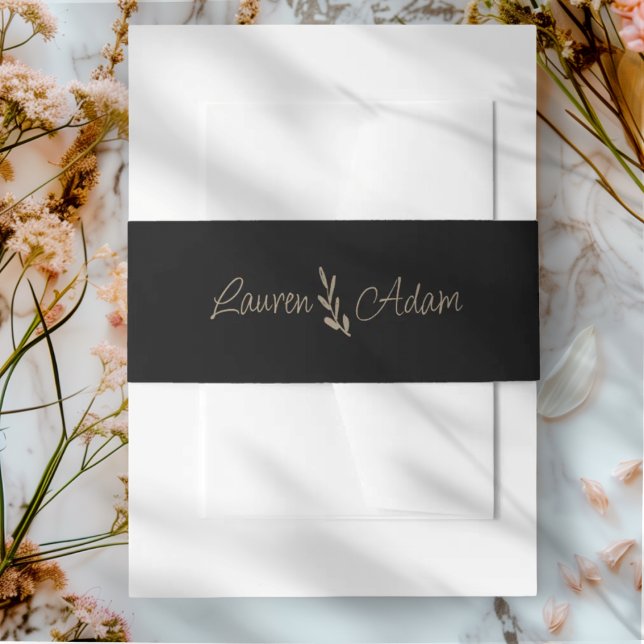 Chic Black & Gold Wedding Einladungsbanderole (Von Creator hochgeladen)