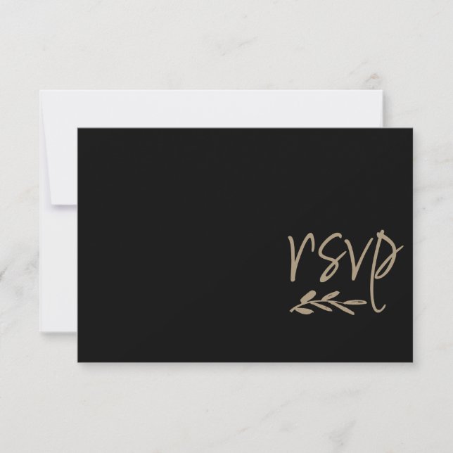 Chic Black & Gold Wedding RSVP (Vorderseite)