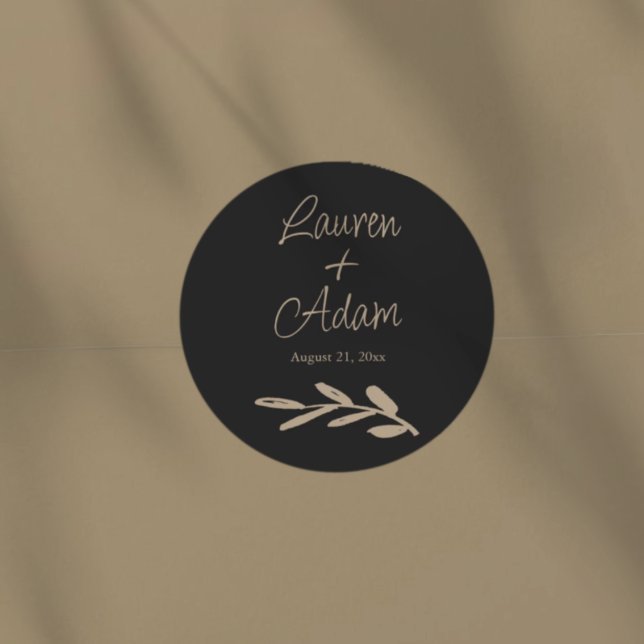 Chic Black & Gold Wedding Runder Aufkleber (Von Creator hochgeladen)