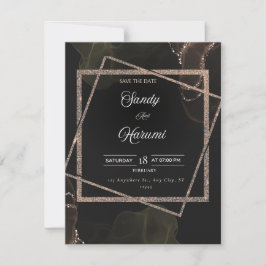 Chic Black & Gold Wedding Stilvolle Einladung