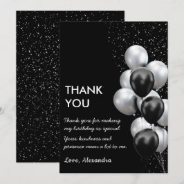 Chic Black Gray Balloon Dankeskarte