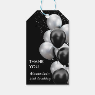 Chic Black Gray Balloon Geburtstag Geschenkanhänger