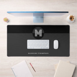 Chic Black Gray White Geometric Modern Monogram Schreibtischunterlage