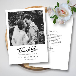 Chic Black Hand Letter Signature Wedding Foto Dankeskarte