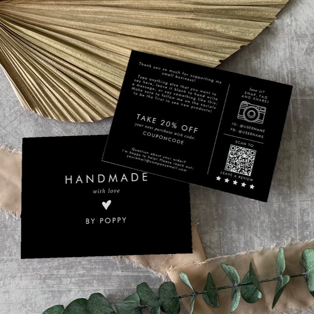 Chic Black Handmade mit Liebe Danke, Bestellung Begleitkarte (Von Creator hochgeladen)