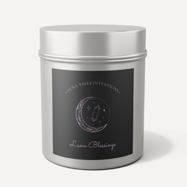Chic Black Holographic Intention Candles Label Quadratischer Aufkleber (Von Creator hochgeladen)
