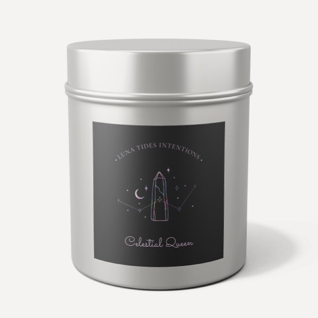 Chic Black Holographic Intention Candles Label Quadratischer Aufkleber (Von Creator hochgeladen)