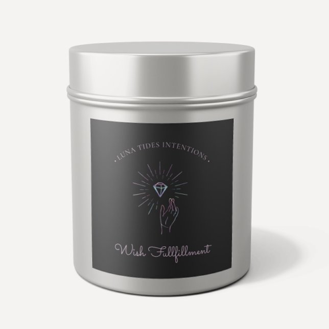 Chic Black Holographic Intention Candles Label Quadratischer Aufkleber (Von Creator hochgeladen)