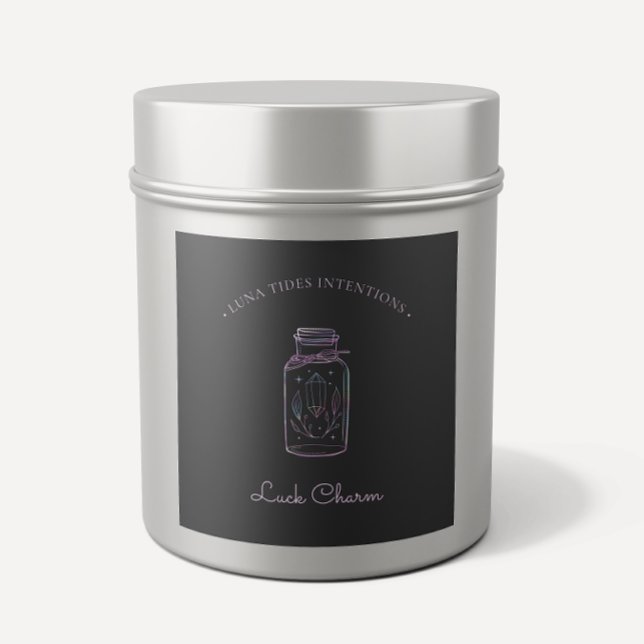 Chic Black Holographic Intention Candles Label Quadratischer Aufkleber (Von Creator hochgeladen)