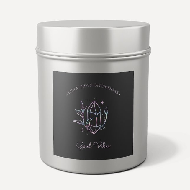 Chic Black Holographic Intention Candles Label Quadratischer Aufkleber (Von Creator hochgeladen)