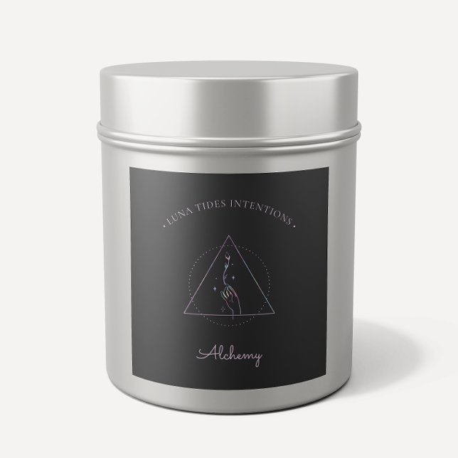 Chic Black Holographic Intention Candles Label Quadratischer Aufkleber (Von Creator hochgeladen)