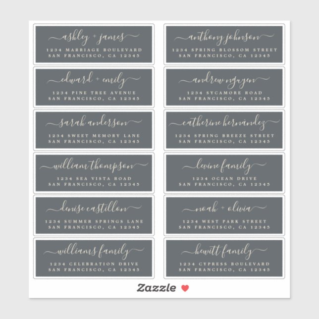 Chic Black Ivory Wedding Guest Address Labels (Blatt)