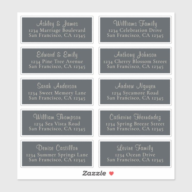 Chic Black Ivory Wedding Guest Address Labels (Blatt)