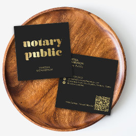 Chic Black Modern Gold Notary Public Marketing Quadratische Visitenkarte