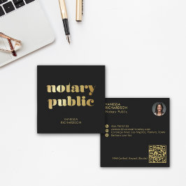 Chic Black Modern Gold Notary Public Marketing Quadratische Visitenkarte